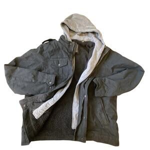 Y2K Levi’s Sherpa Lined Hooded Black Trucker/Work Jacket Canvas FauxFur Men XL